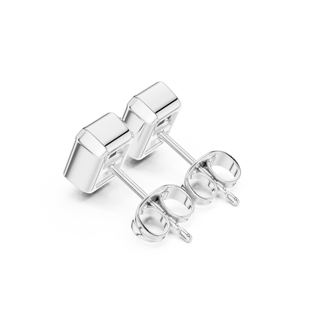 Radiant Cut Lab Diamond Bezel Stud Earrings For Bride