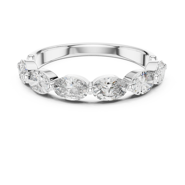 Front-view: Round Diamond Ring with Prong Setting in 14k White Gold - Lab Grown - Driona Jewels