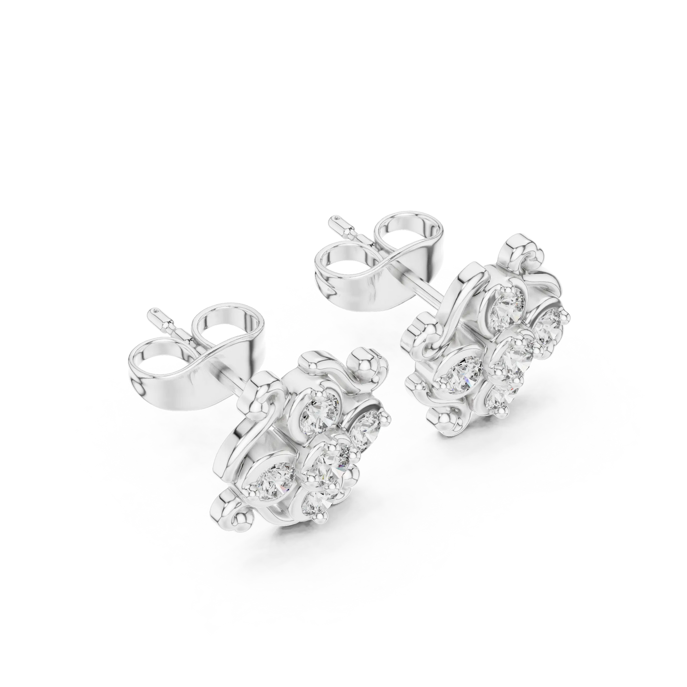 Pair-shot: Round Diamond Ring with Prong Setting in 14k White Gold - Lab Grown - Driona Jewels