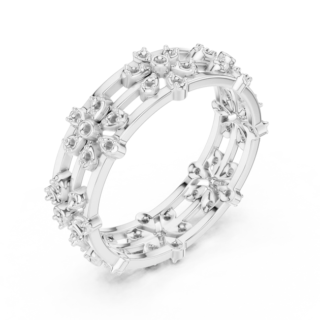Three-quarter-view: Round Diamond Ring with Prong Setting in 14k White Gold - Lab Grown - Driona Jewels