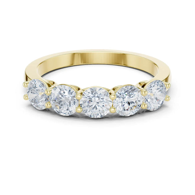 Front View: Round Diamond Ring with Prong Setting in 14k Yellow Gold - Lab Grown - Driona Jewels