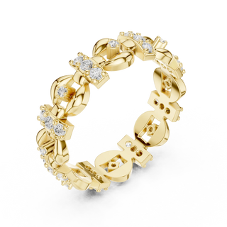 Three-quarter-view: Round Diamond Ring with Prong Setting in 14k Yellow Gold - Lab Grown - Driona Jewels