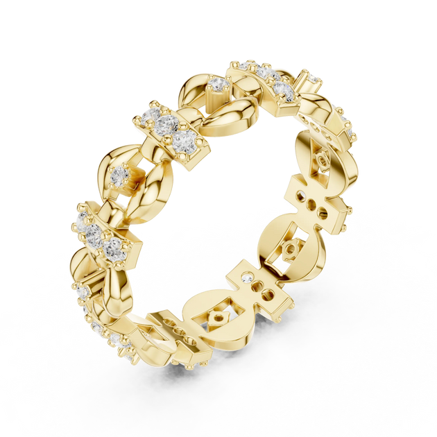 Three-quarter-view: Round Diamond Ring with Prong Setting in 14k Yellow Gold - Lab Grown - Driona Jewels