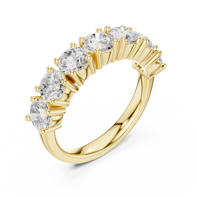 Three-quarter View: Round Diamond Ring with Prong Setting in 14k Yellow Gold - Lab Grown - Driona Jewels