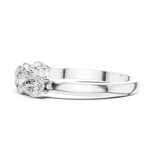 Side-Profile: Round Diamond Ring with Solitaire Setting in 14k White Gold - Lab Grown - Driona Jewels