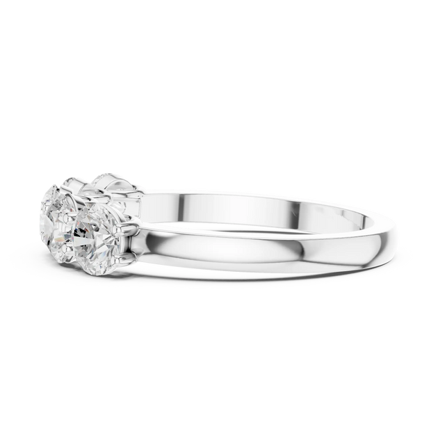 Side-Profile: Round Diamond Ring with Solitaire Setting in 14k White Gold - Lab Grown - Driona Jewels