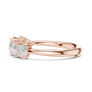 Side-Profile: Round Diamond Ring with Three-Stone Setting in 14k Rose Gold - Lab Grown - Driona Jewels