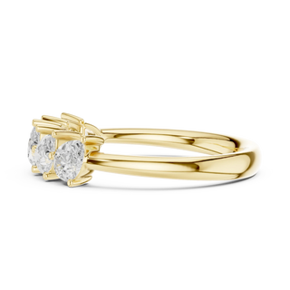 Side-Profile: Round Diamond Ring with Three-Stone Setting in 14k Yellow Gold - Lab Grown - Driona Jewels