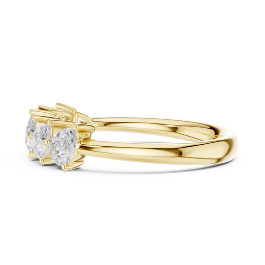 Side-Profile: Round Diamond Ring with Three-Stone Setting in 14k Yellow Gold - Lab Grown - Driona Jewels