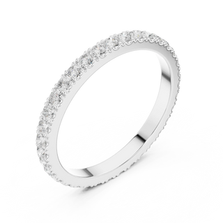 Angle View: Round Diamond Ring with U-Pave Setting in [Purity] White Gold – Lab Grown – Driona Jewels
