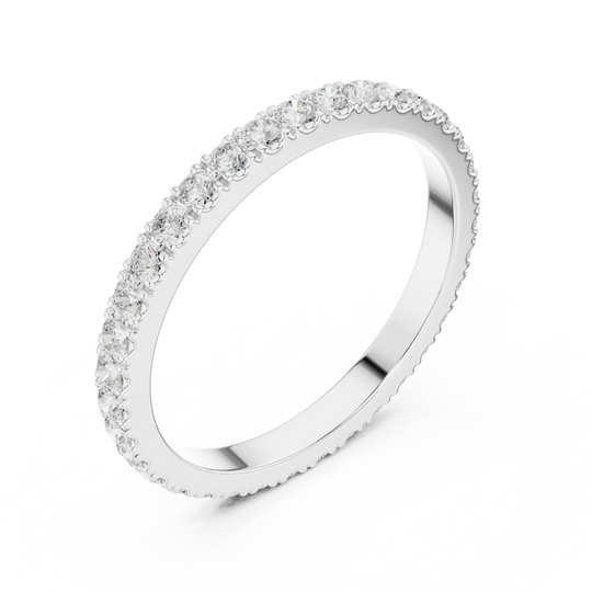 Angle View: Round Diamond Ring with U-Pave Setting in [Purity] White Gold – Lab Grown – Driona Jewels
