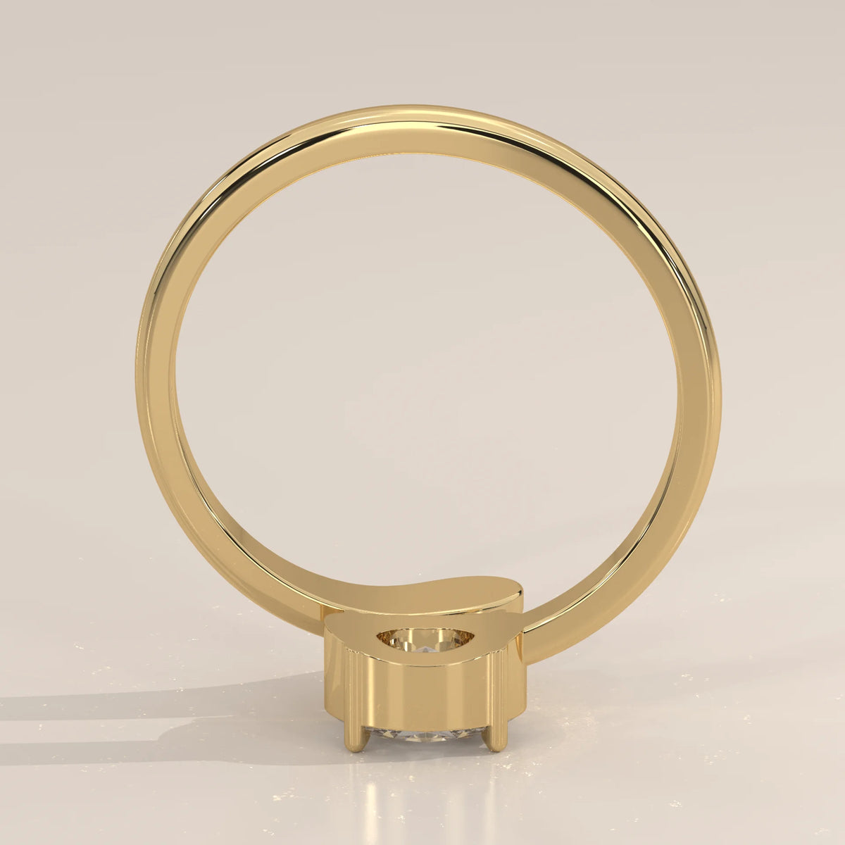 East West Oval Lab Grown Diamond Bypass Ring with Teardrop End in yellow gold, side profile view.