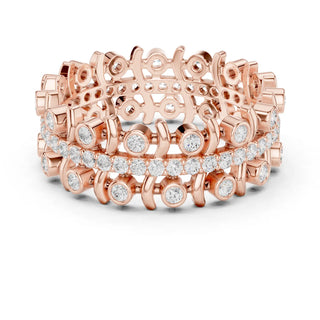 Front-view: Round Diamond Ring with Bezel Setting in 14k Rose Gold - Lab Grown - Driona Jewels