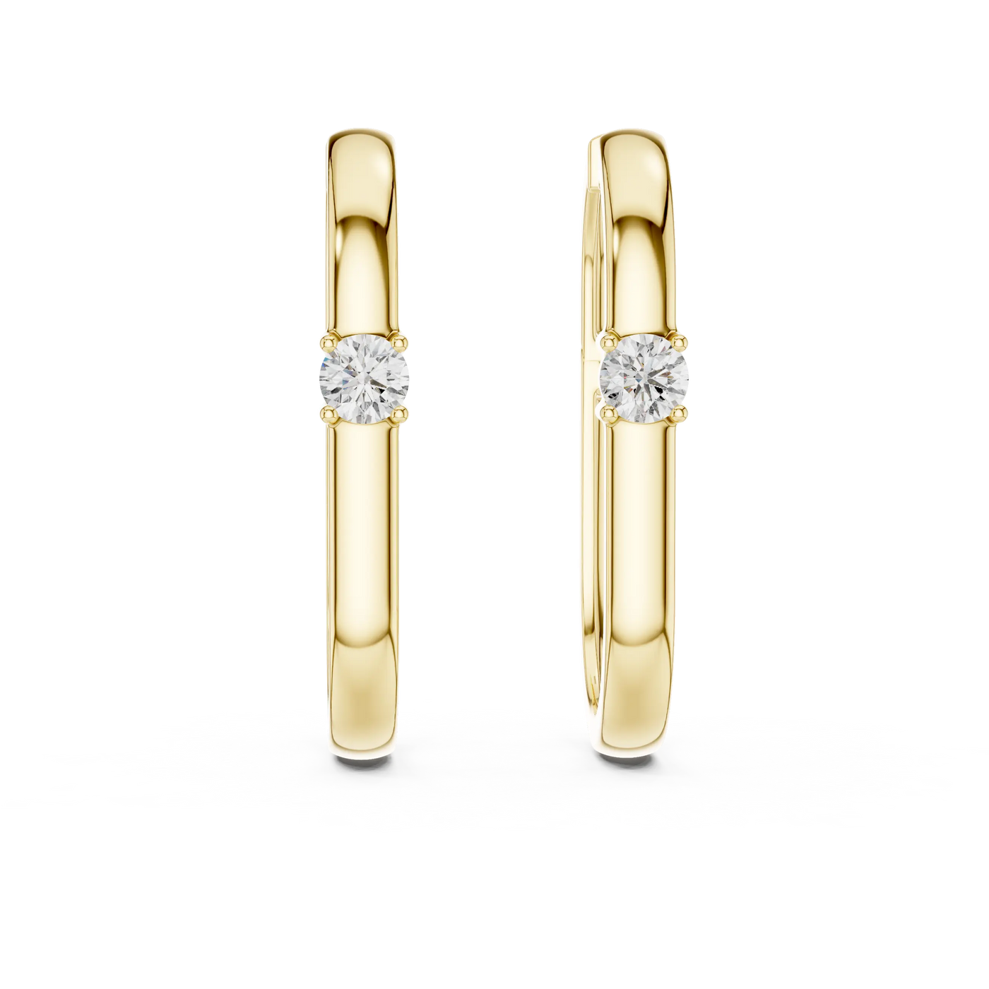 Pair-shot: Round Diamond Rings with Bezel Setting in 14k Yellow Gold - Lab Grown - Driona Jewels