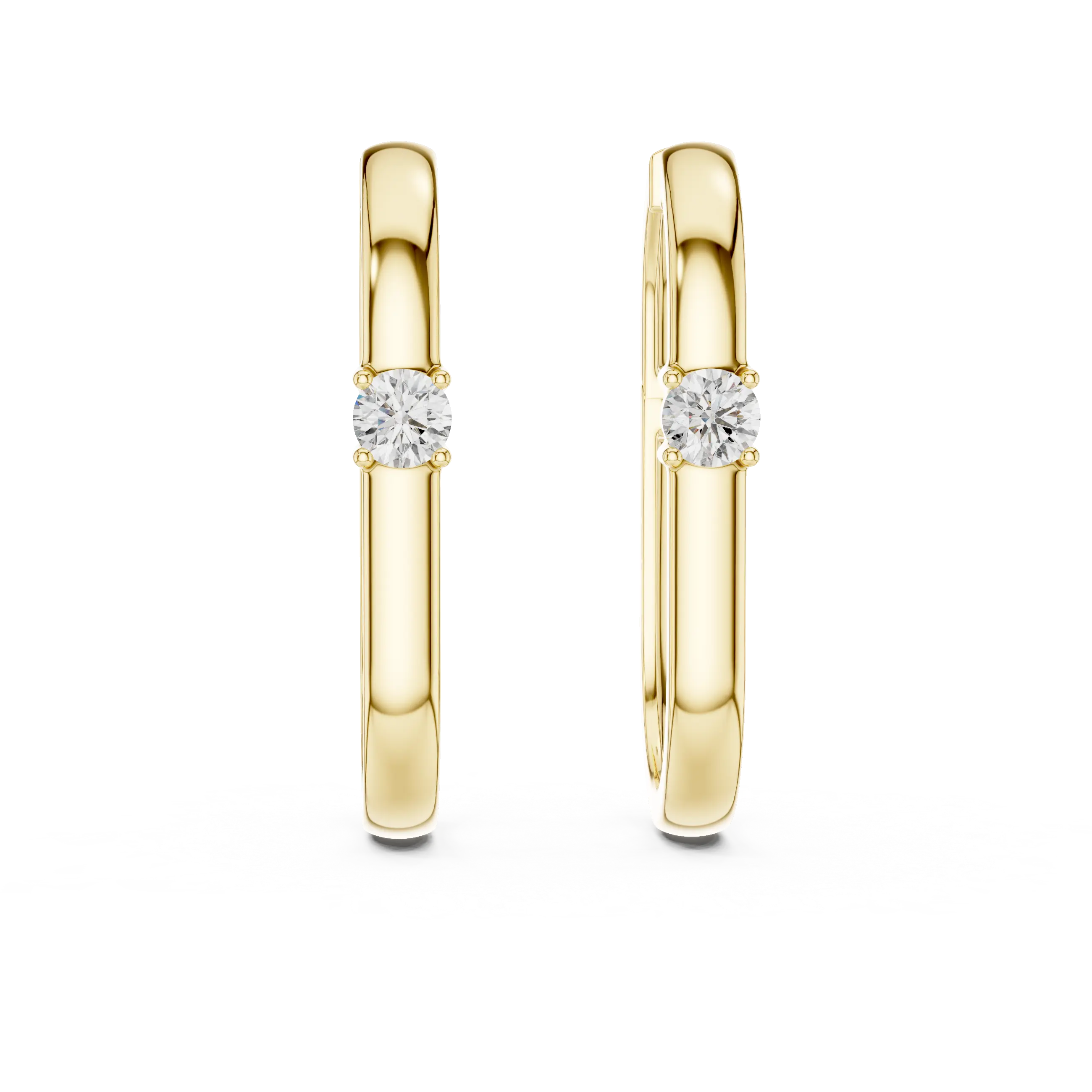 Pair-shot: Round Diamond Rings with Bezel Setting in 14k Yellow Gold - Lab Grown - Driona Jewels