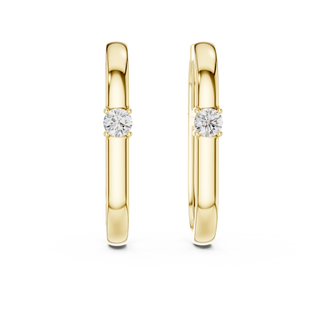 Pair-shot: Round Diamond Rings with Bezel Setting in 14k Yellow Gold - Lab Grown - Driona Jewels