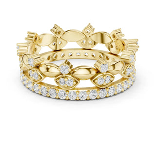 Top View: Round Diamond Ring with Pave Setting in 14k Yellow Gold - Lab Grown - Driona Jewels