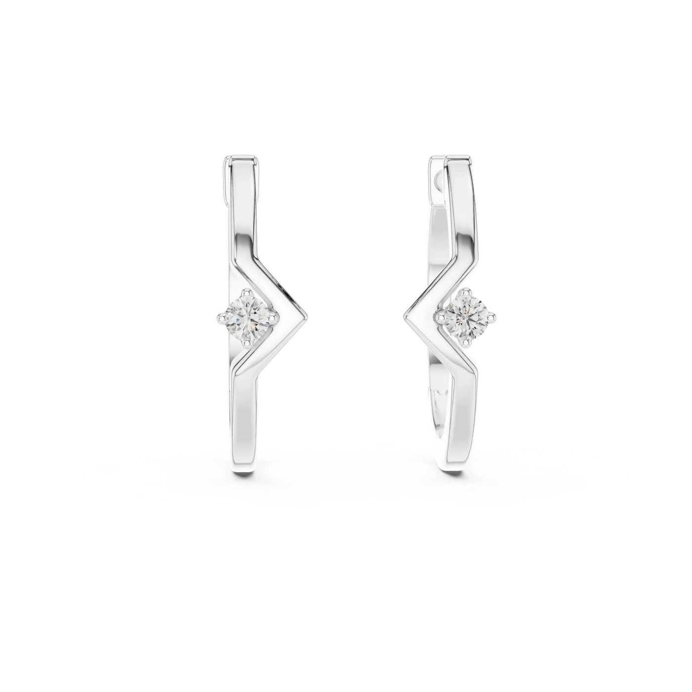 Pair-shot: Round Diamond Rings with Solitaire Setting in 14k White Gold - Lab Grown - Driona Jewels