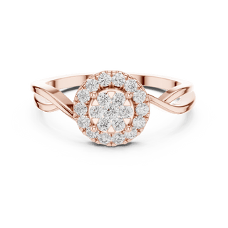 18K Rose Gold Diamond Engagement Ring featuring Cluster Halo Infinity Split Shank style with Luxury finish for women - Perfect Bridal & Anniversary Gift - Top View