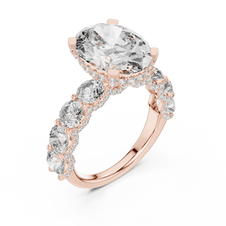 18K Rose Gold Diamond Engagement Ring featuring Floral Cluster style with Luxury finish for women - Perfect Bridal & Anniversary Gift - 45 Degree Angled View