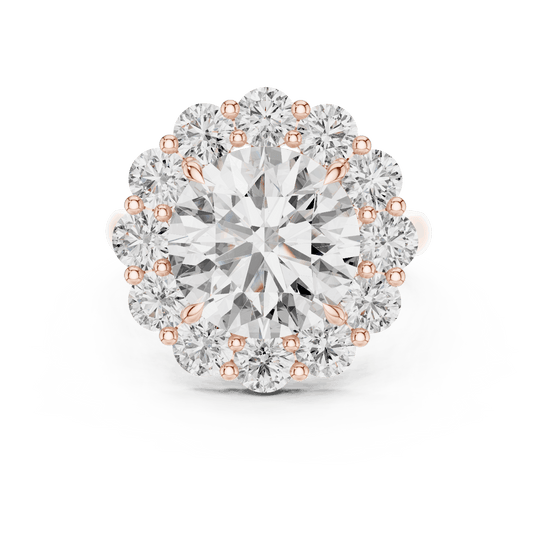 18K Rose Gold Diamond Engagement Ring featuring Floral Cluster style with Luxury finish for women - Perfect Bridal & Anniversary Gift - Top View
