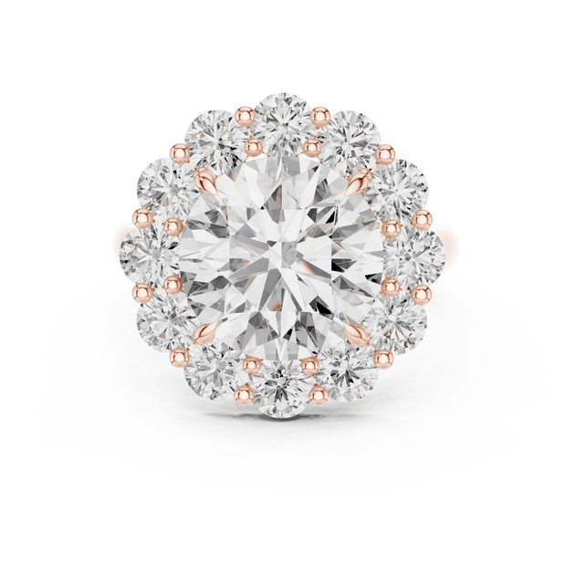 18K Rose Gold Diamond Engagement Ring featuring Floral Cluster style with Luxury finish for women - Perfect Bridal & Anniversary Gift - Top View
