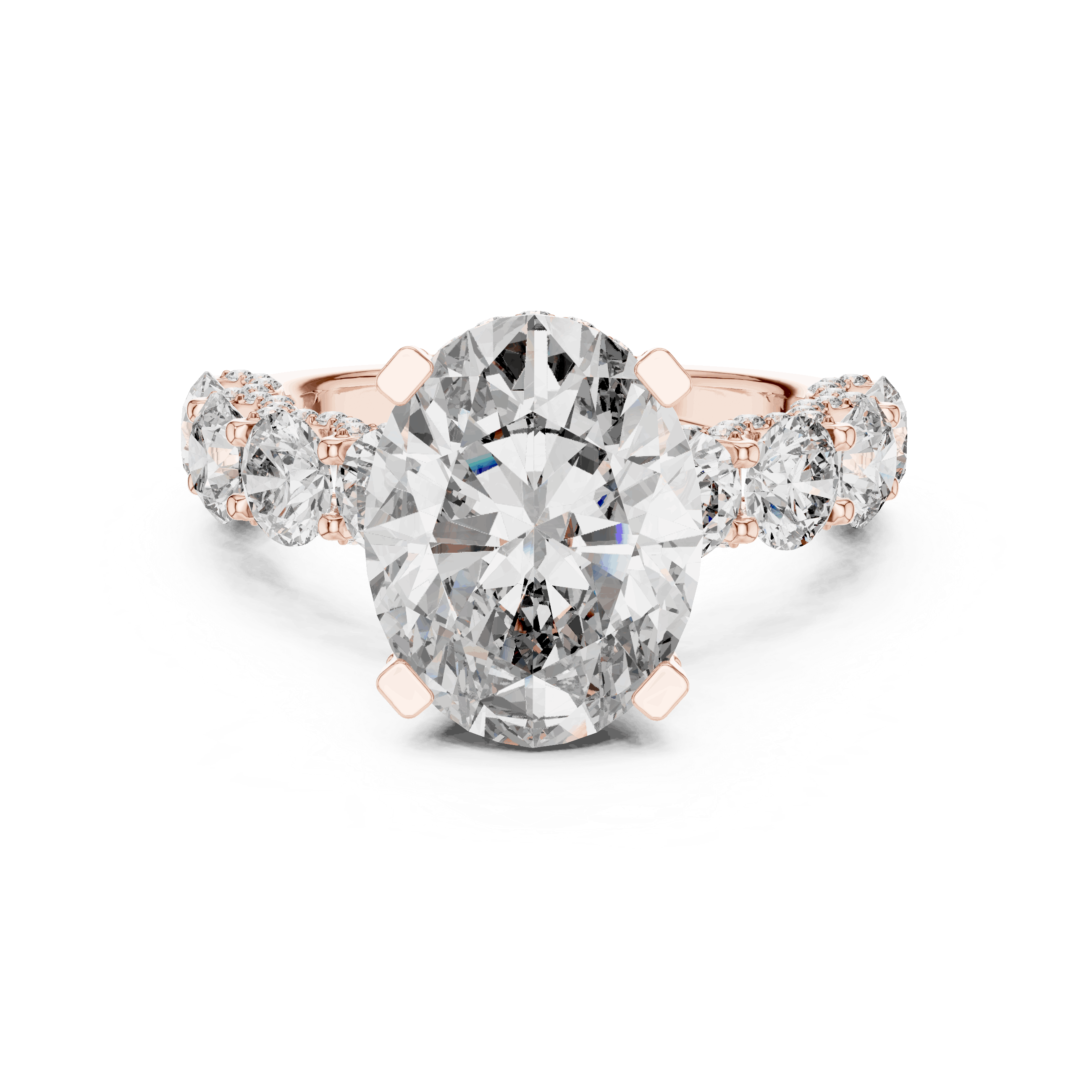 18K Rose Gold Diamond Engagement Ring featuring Floral Cluster style with Luxury finish for women - Perfect Bridal & Anniversary Gift - Top View