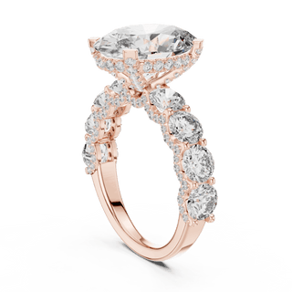 18K Rose Gold Diamond Engagement Ring featuring Floral Cluster style with Luxury finish for women - Perfect Bridal & Anniversary Gift - 45 Degree Angled View