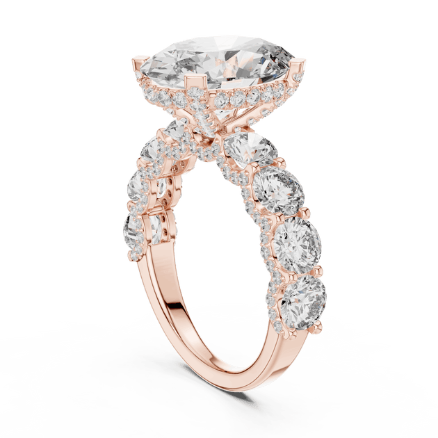 18K Rose Gold Diamond Engagement Ring featuring Floral Cluster style with Luxury finish for women - Perfect Bridal & Anniversary Gift - 45 Degree Angled View