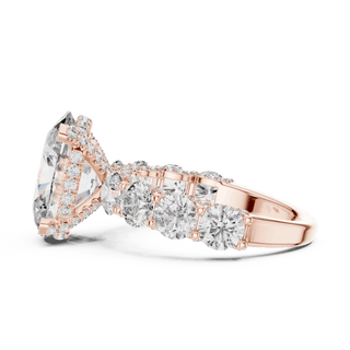 18K Rose Gold Diamond Engagement Ring featuring Halo style with Luxury finish for women - Perfect Bridal & Anniversary Gift - Side View