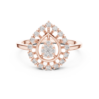 18K Rose Gold Diamond Engagement Ring featuring Pear Shaped Open Lace Halo Cluster style with Luxury finish for women - Perfect Bridal & Anniversary Gift - Top View