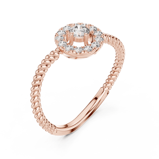 18K Rose Gold Diamond Engagement Ring featuring Round Halo Twisted Rope style with Luxury finish for women - Perfect Bridal & Anniversary Gift - Top View