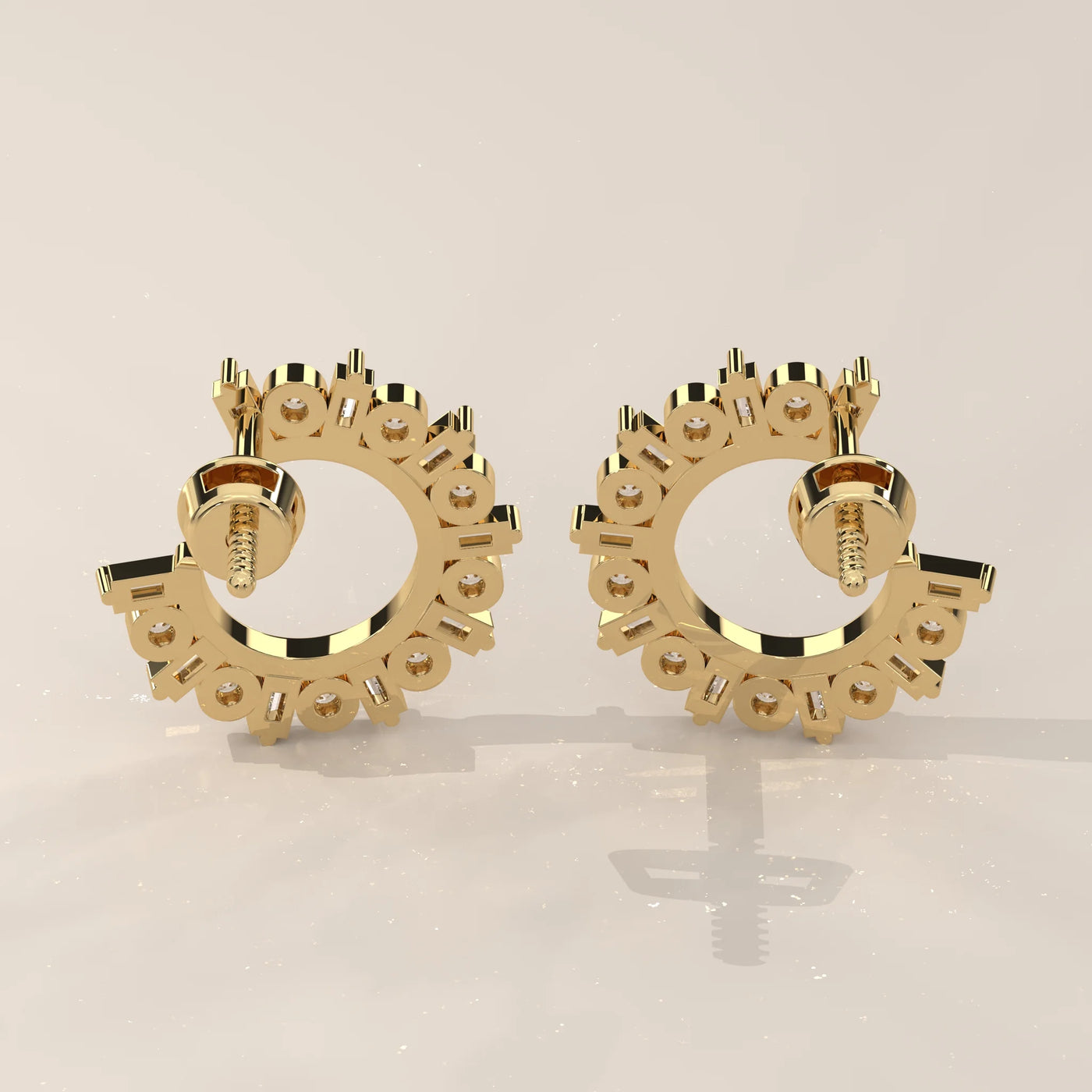 Back View: Round Diamond Hoop Earrings with Prong Setting in Yellow Gold – Lab Grown – Driona Jewels