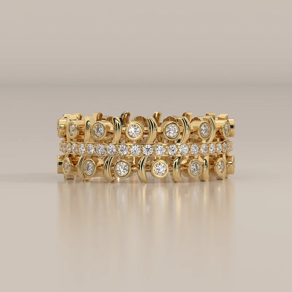 Side Profile: Round Diamond Eternity Band with Bezel Setting in Yellow Gold – Lab Grown – Driona Jewels