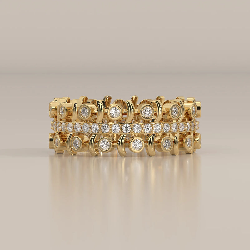 Side Profile: Round Diamond Eternity Band with Bezel Setting in Yellow Gold – Lab Grown – Driona Jewels