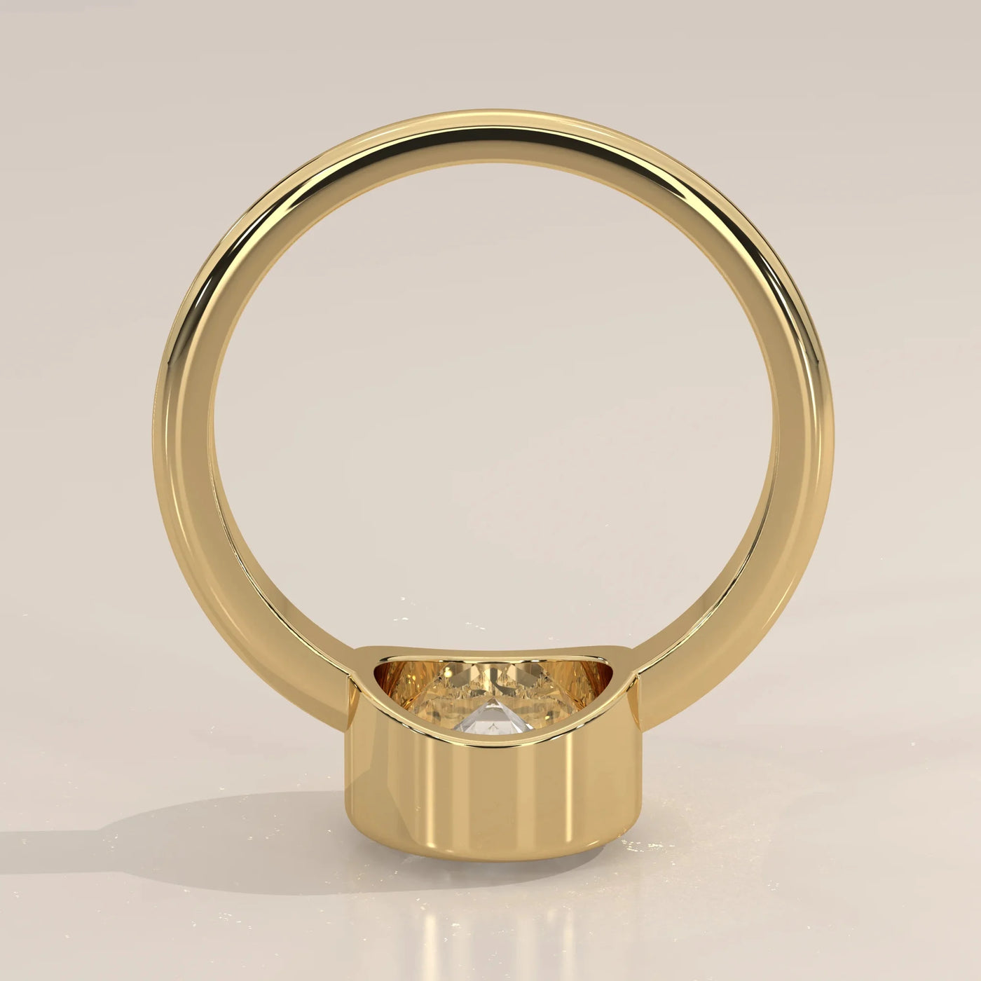Side Profile: Round Diamond Ring with Bezel Setting in Yellow Gold – Lab Grown – Driona Jewels