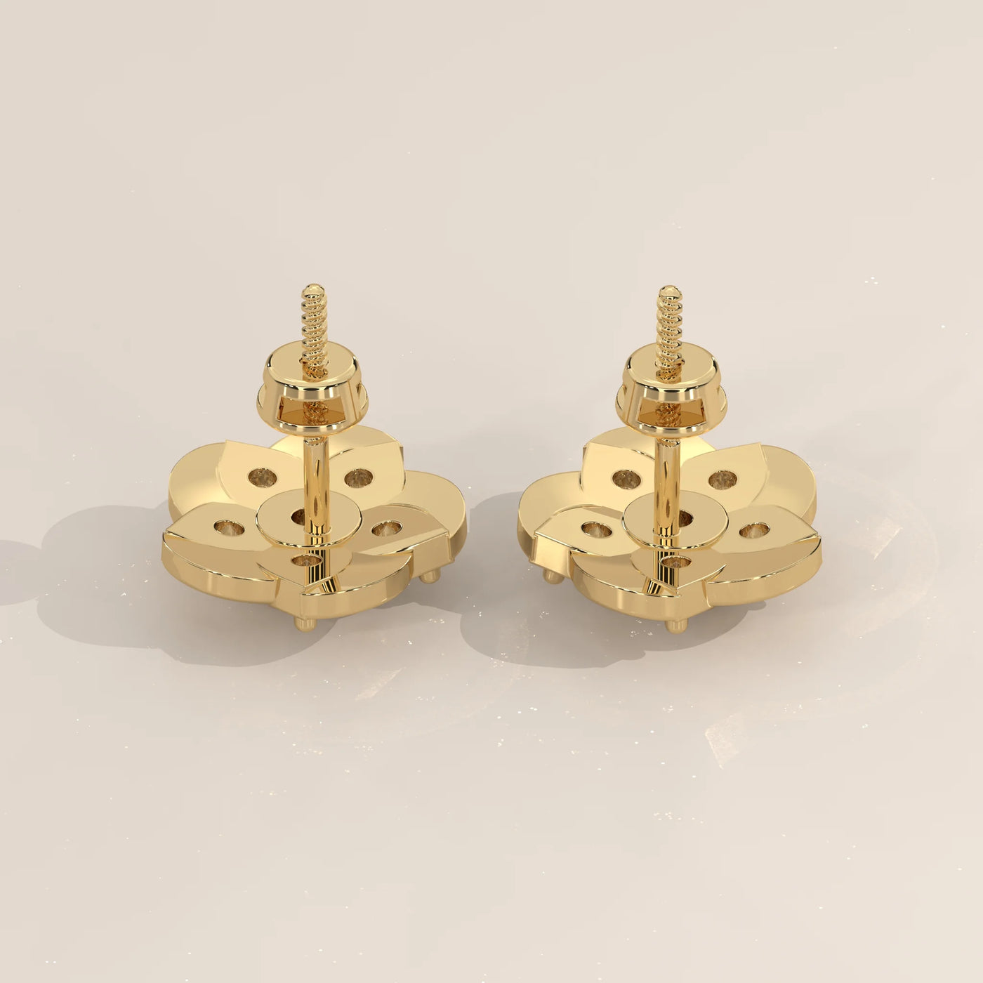 Side Profile: Round Diamond Stud Earrings with Cluster Setting in Yellow Gold – Lab Grown – Driona Jewels