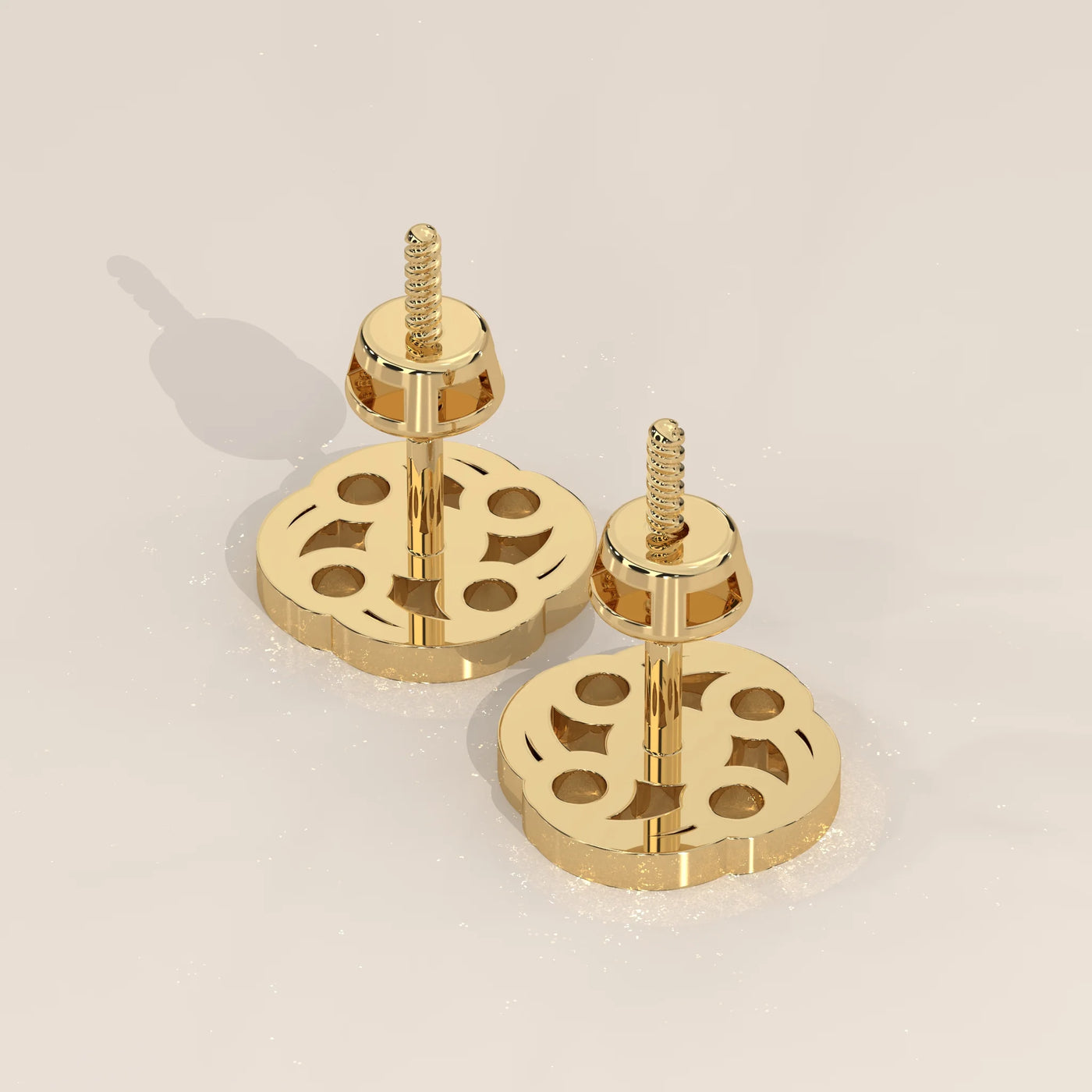 Angle View: Round Diamond Stud Earrings with Cluster Setting in Yellow Gold – Lab Grown – Driona Jewels