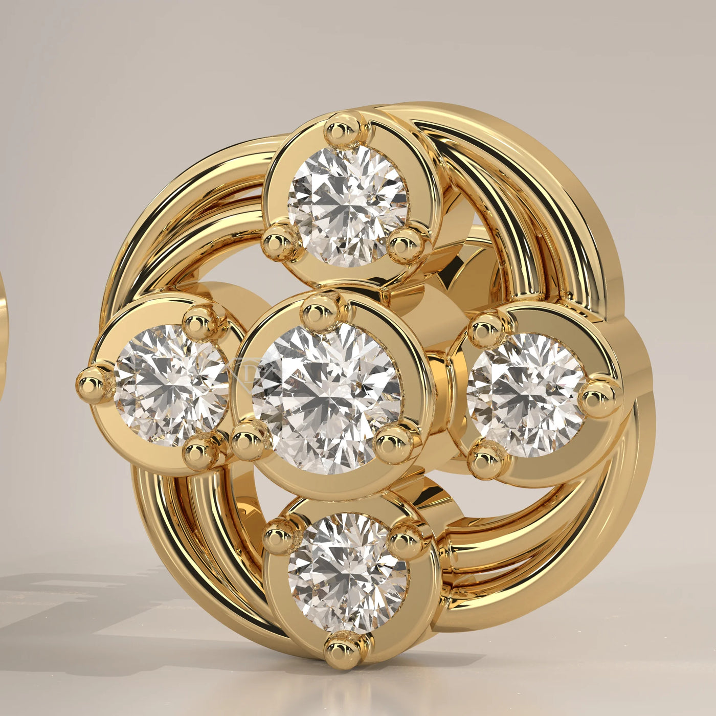 Stone Detail: Round Lab Grown Diamonds in Cluster Setting – Yellow Gold – Driona Jewels
