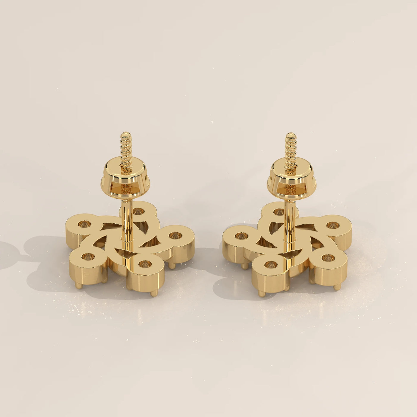 Side Profile: Round Diamond Stud Earrings with Cluster Setting in Yellow Gold – Lab Grown – Driona Jewels