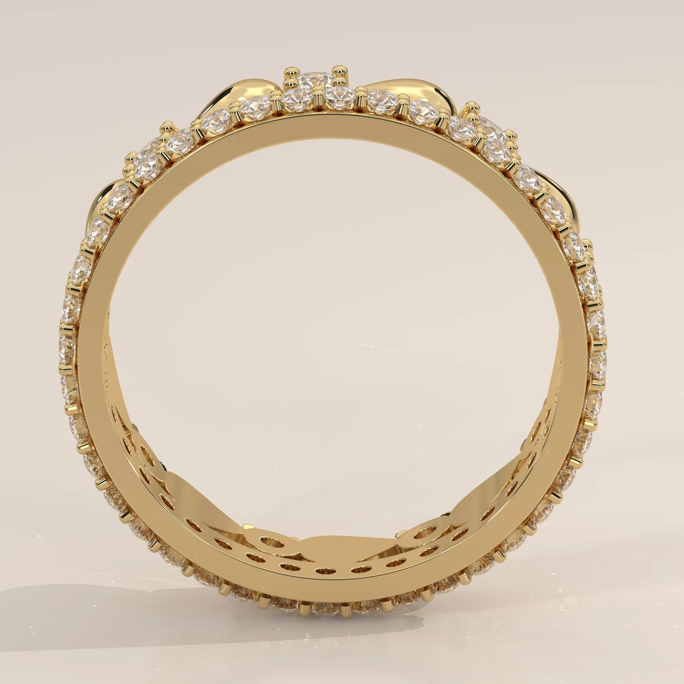 Front View: Round Diamond Eternity Ring with Eternity Setting in Yellow Gold – Lab Grown – Driona Jewels