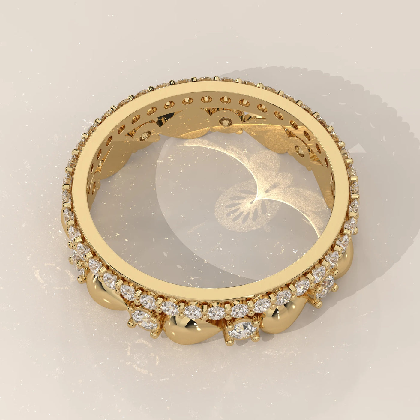 Top View: Round Diamond Eternity Ring with Eternity Setting in Yellow Gold – Lab Grown – Driona Jewels