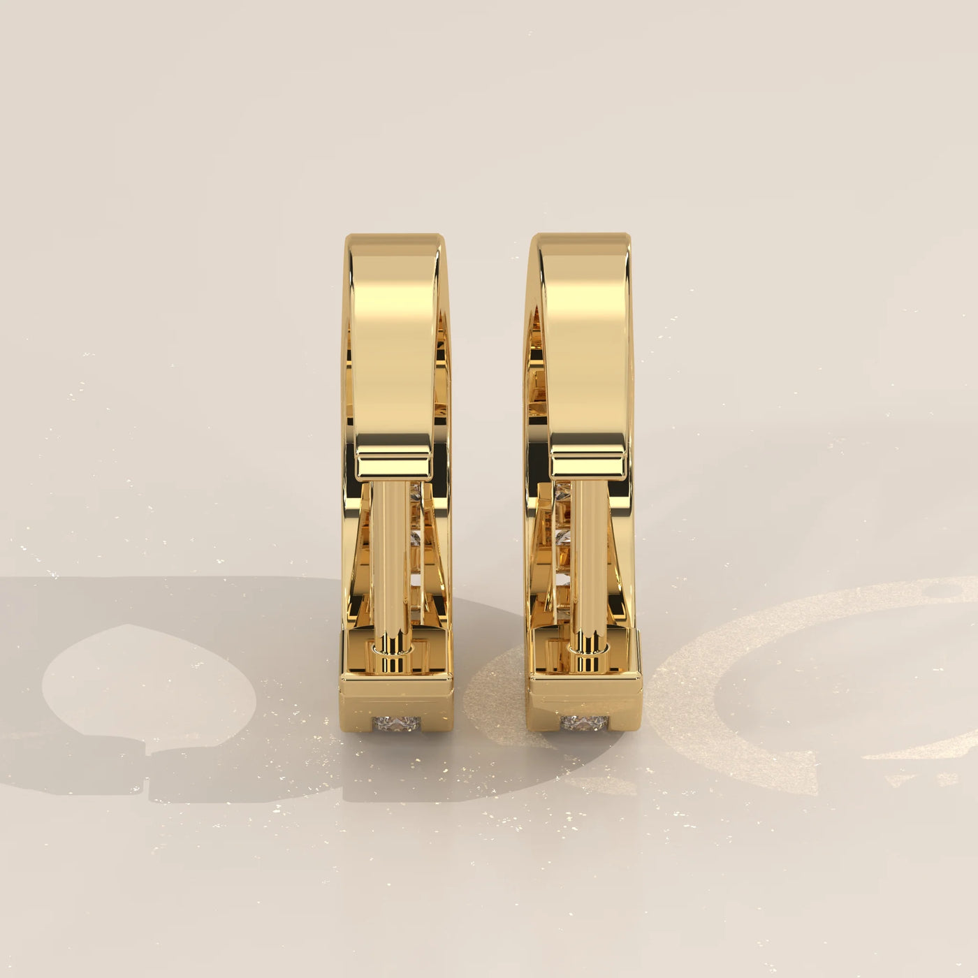 Side Profile: Round Diamond Hoop Earrings with Channel Setting in Yellow Gold – Lab Grown – Driona Jewels