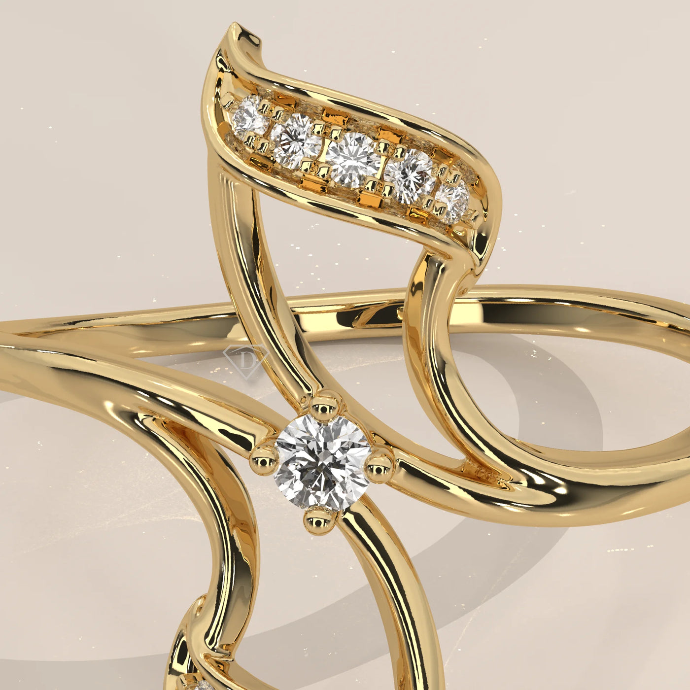 Stone Detail: Round Lab Grown Diamonds in Bypass Setting – Yellow Gold – Driona Jewels