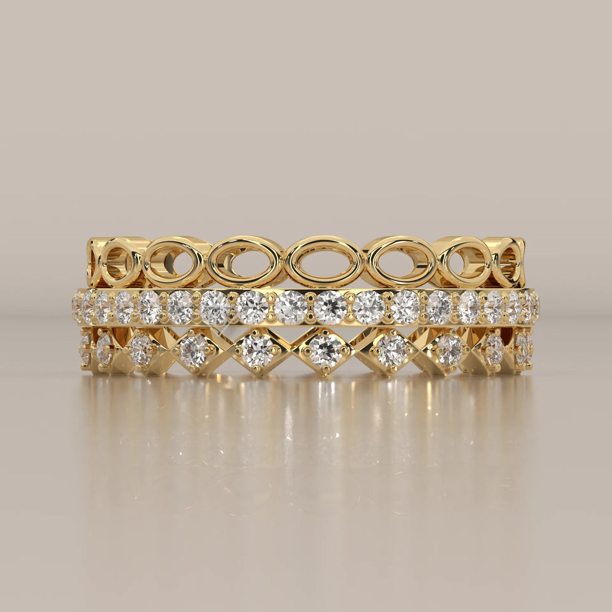 Side Profile: Round Diamond Eternity Band with Eternity Setting in Yellow Gold – Lab Grown – Driona Jewels