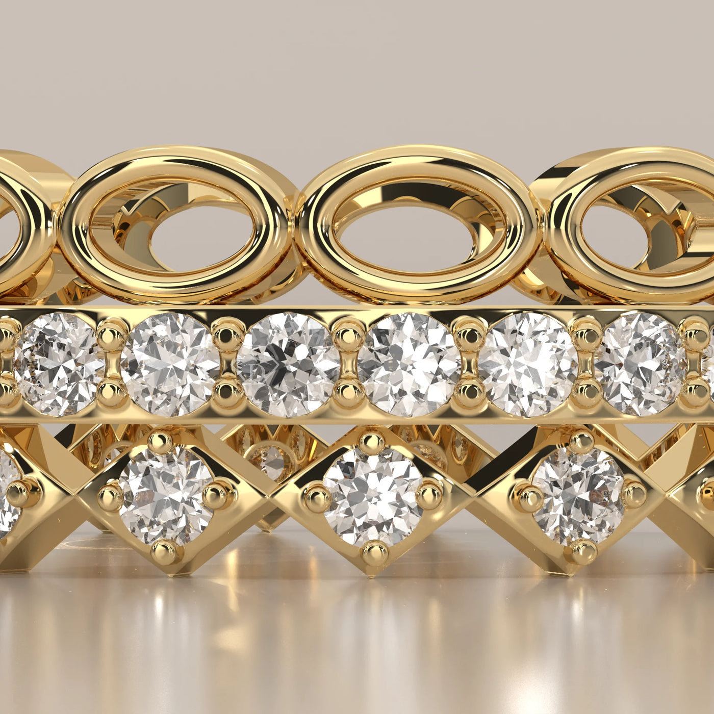 Stone Detail: Round Lab Grown Diamonds in Eternity Setting – Yellow Gold – Driona Jewels
