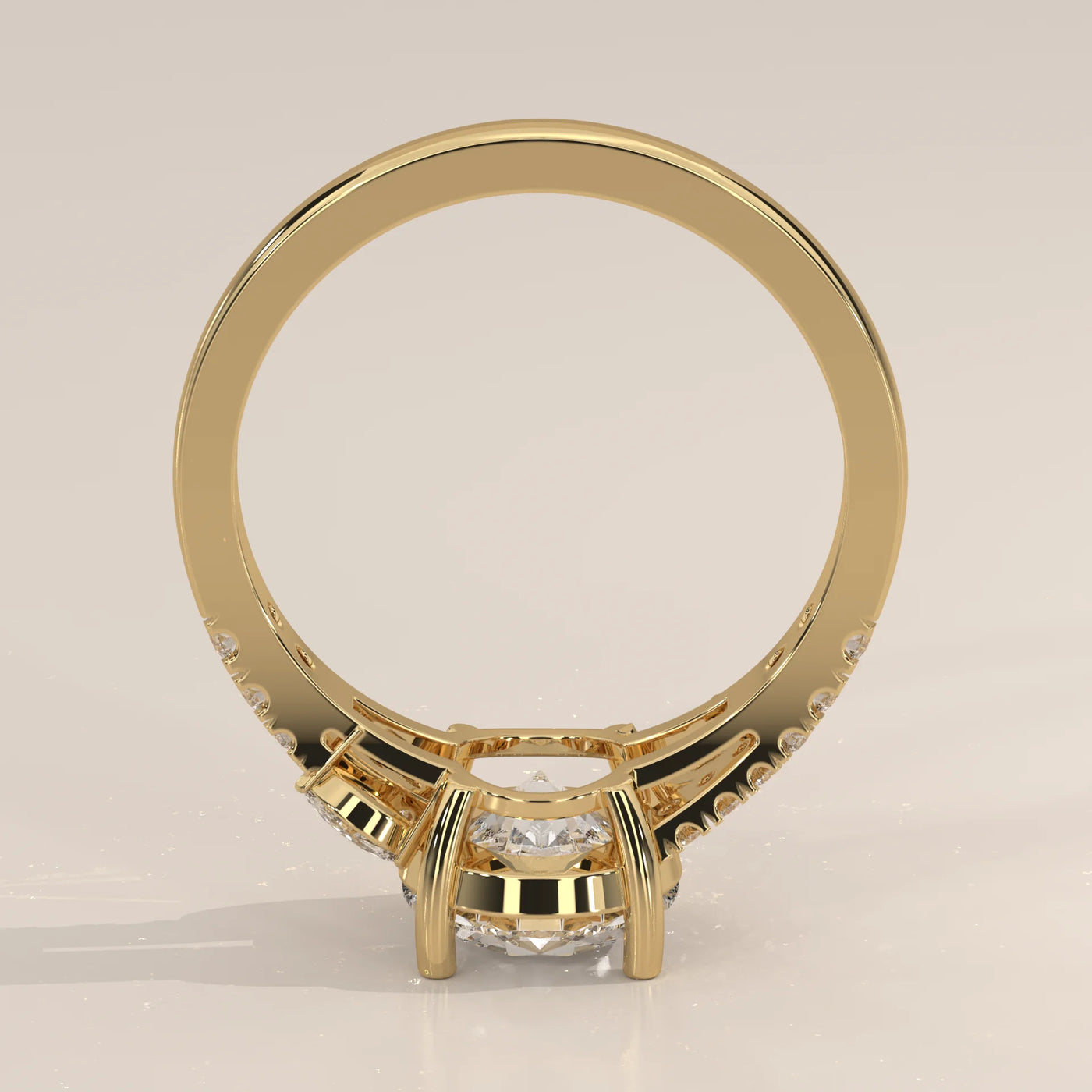 Front View: Round Diamond Ring with Prong Setting in Yellow Gold – Lab Grown – Driona Jewels
