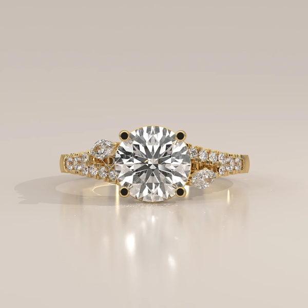 Side Profile: Round Diamond Ring with Prong Setting in Yellow Gold – Lab Grown – Driona Jewels
