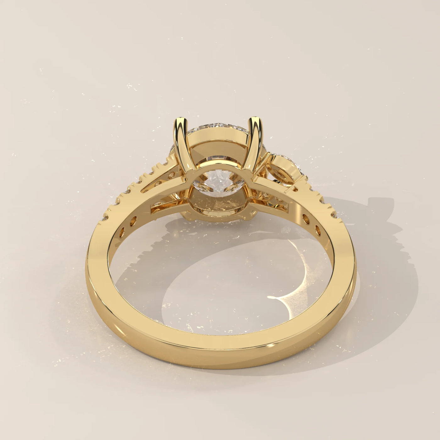 Top View: Round Diamond Ring with Prong Setting in Yellow Gold – Lab Grown – Driona Jewels
