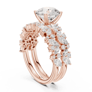 Round Diamond Floral Halo Engagement Ring Gold 18K | Lab Grown | Driona Jewels